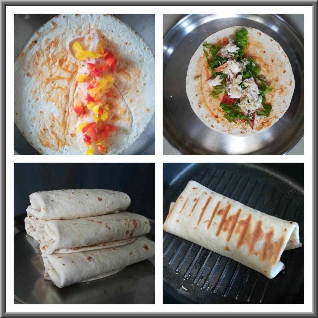 Making of chicken wrap stepwise