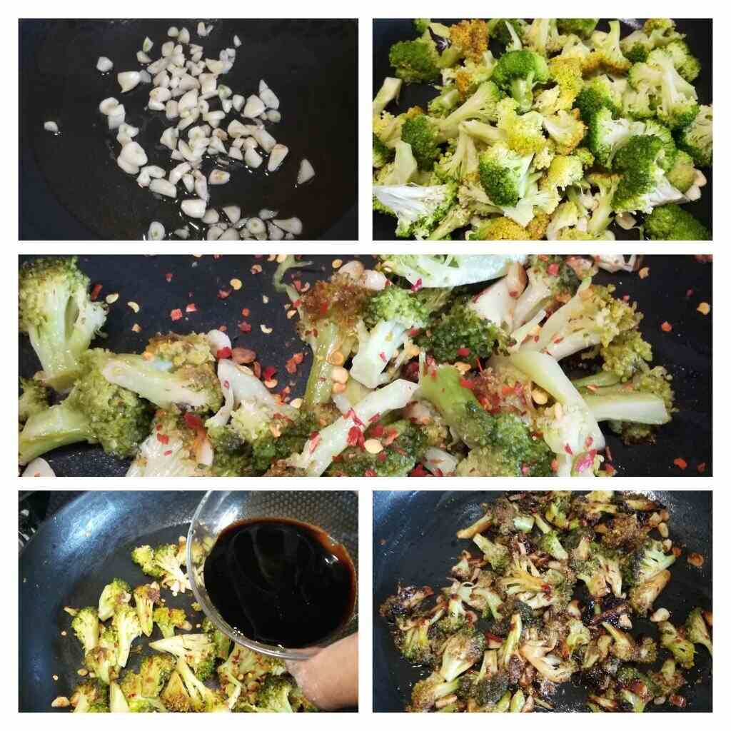 stepwise garlic broccoli stir fry