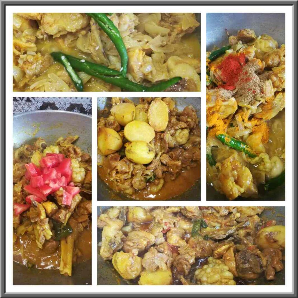 stepwise mutton curry