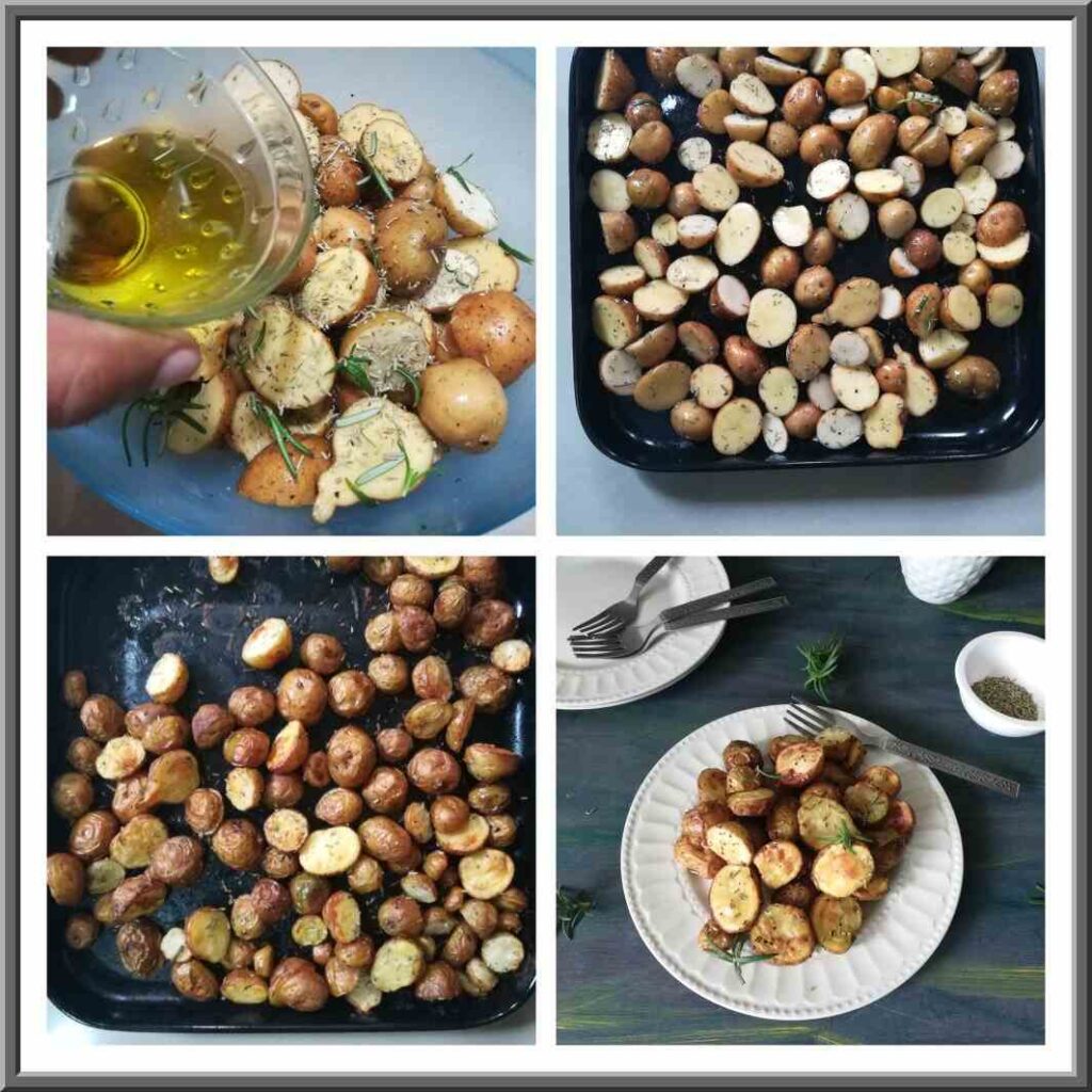 step by step process of making crispy roasted baby potatoes