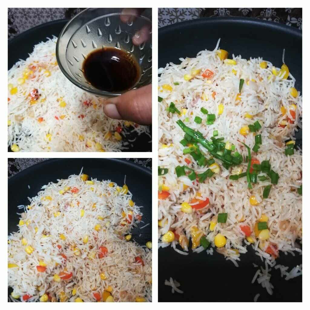 Stepwise making of corn rice