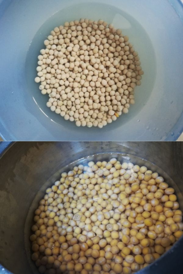 soaking and boiling of dried white peas