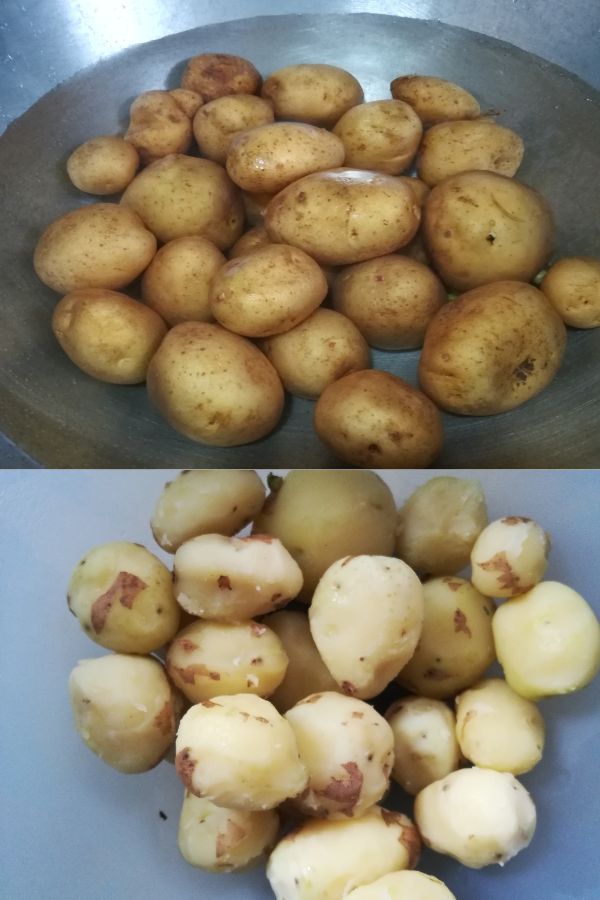 potatoes boiled and peeled skin