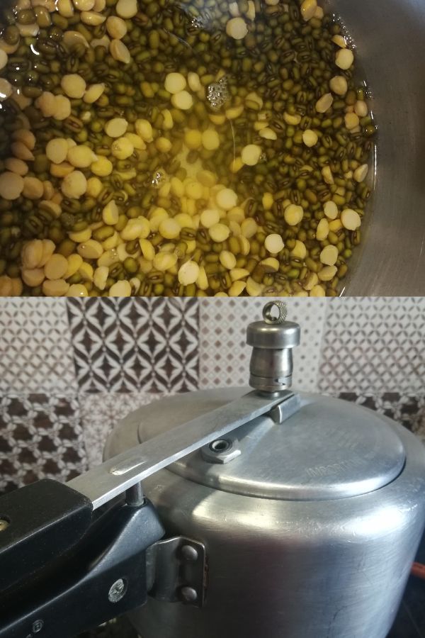 Soaking and boiling dal