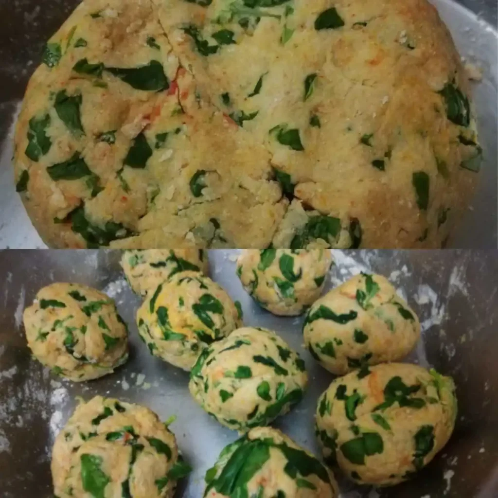 Methi thepla dough and divided into lemon size balls