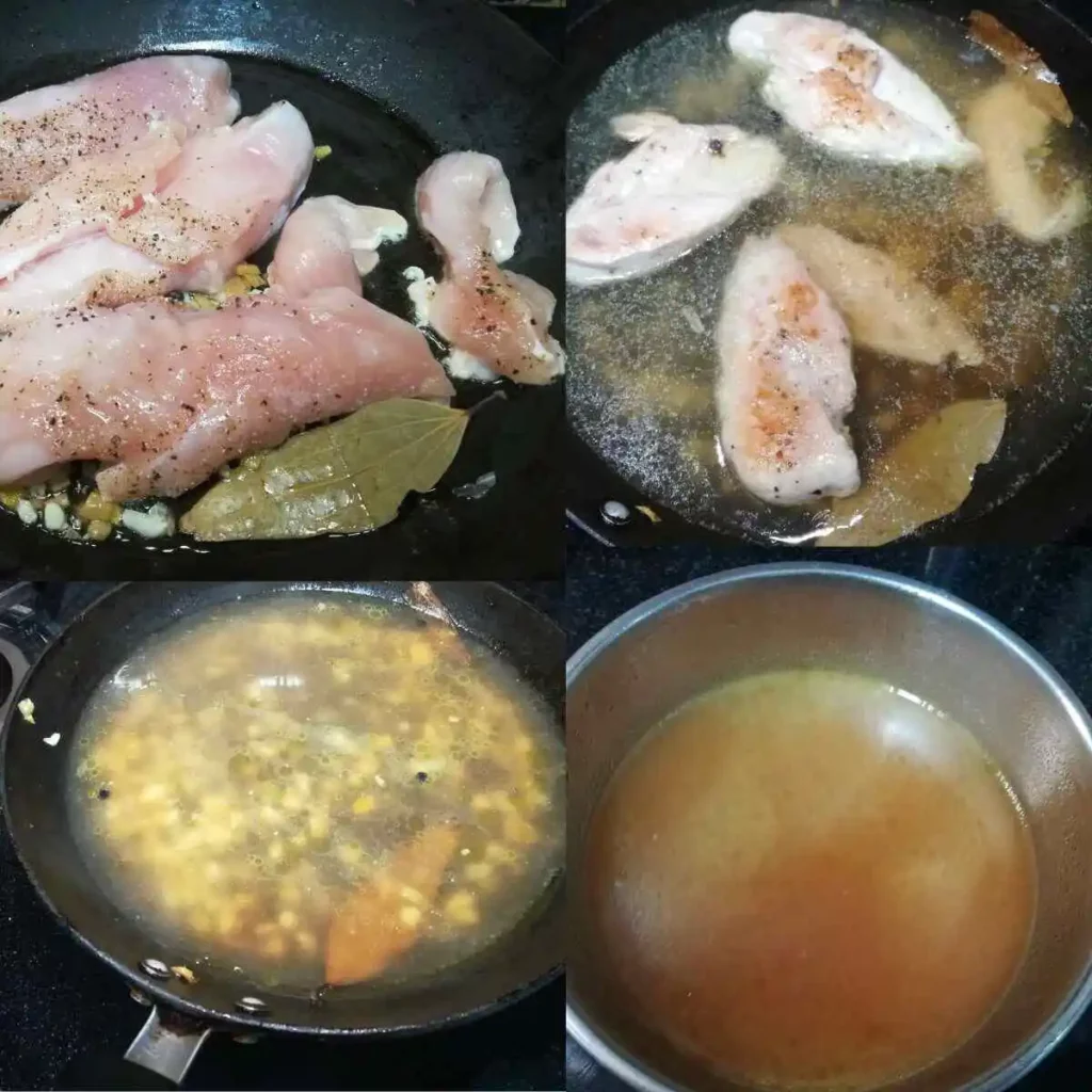 cooking chicken broth step wise