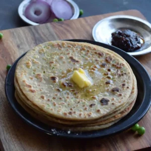 stacked paratha butter on top