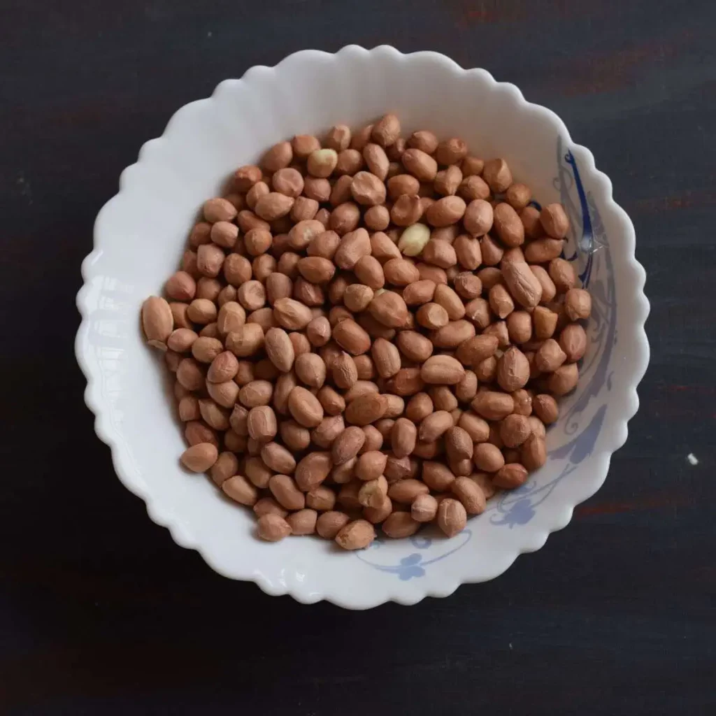 peanuts in a white bowl