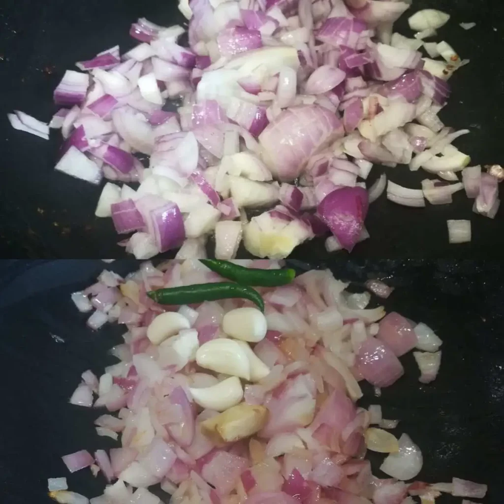 sauteing onion, ginger, garlic, chilli
