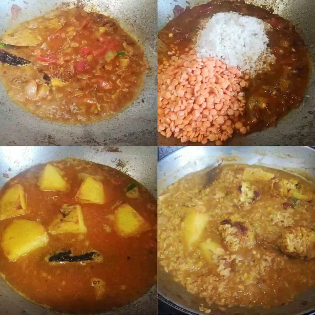 Making of khichuri step-by-step