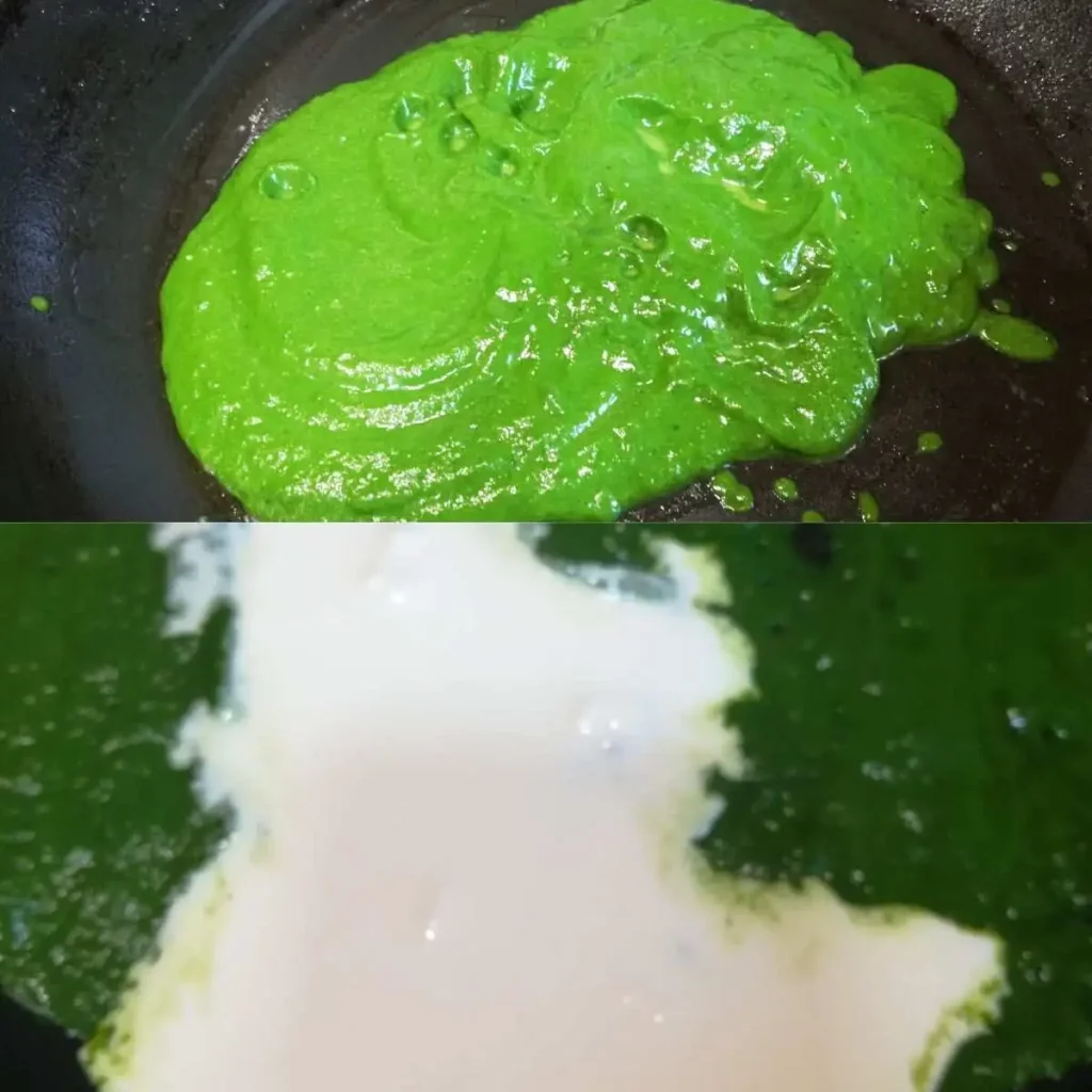 green sauce and addition of cream