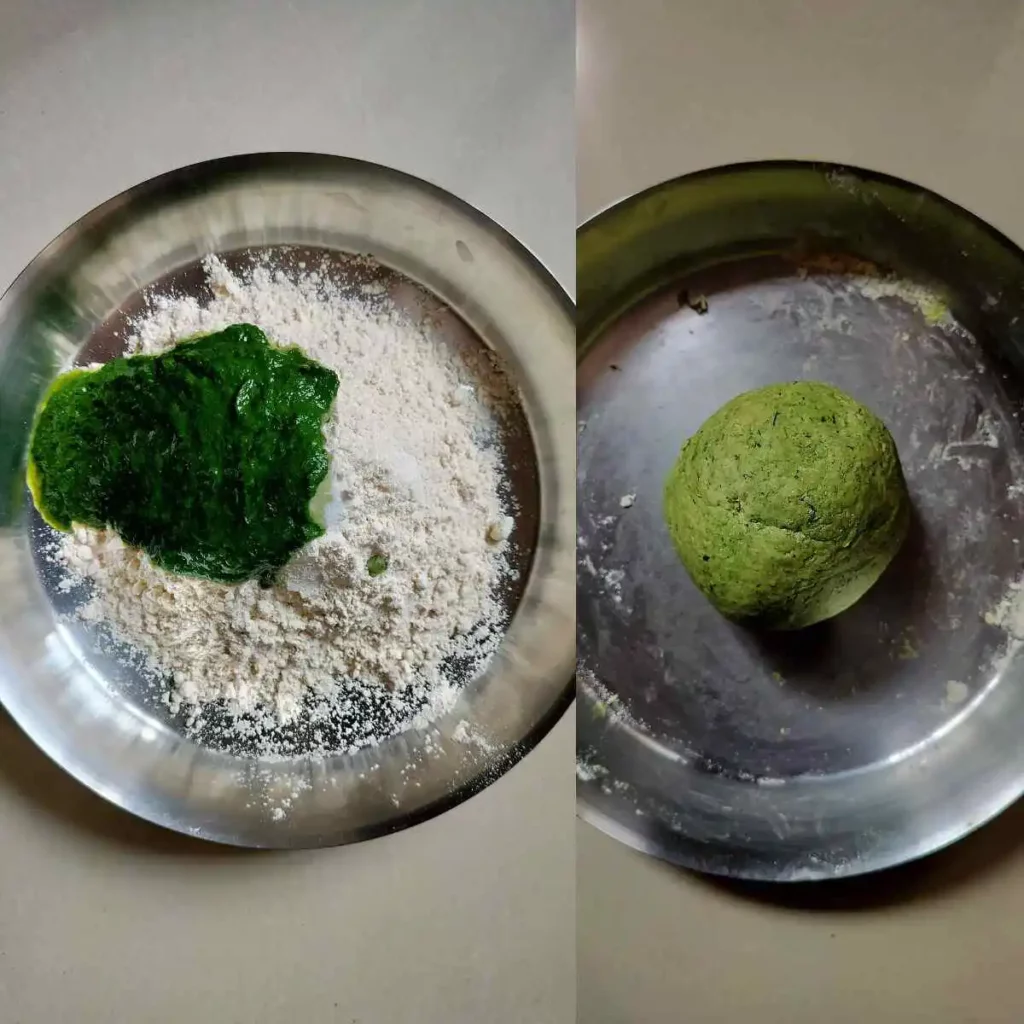 Making dough using spinach puree