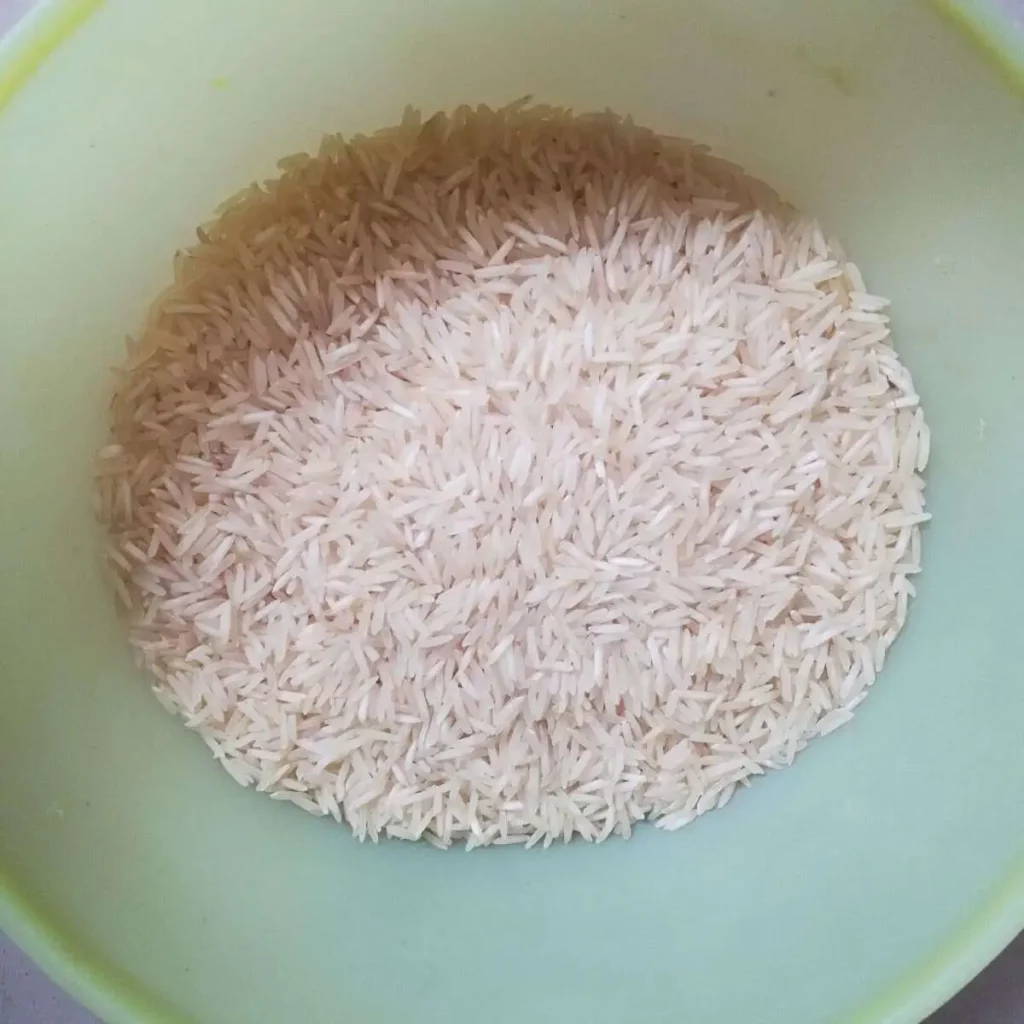 basmati rice in a yellow bowl