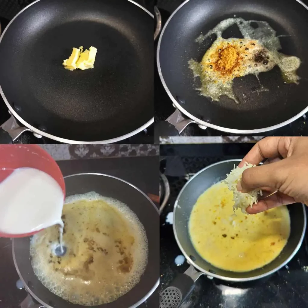 Making of cheese sauce stepwise