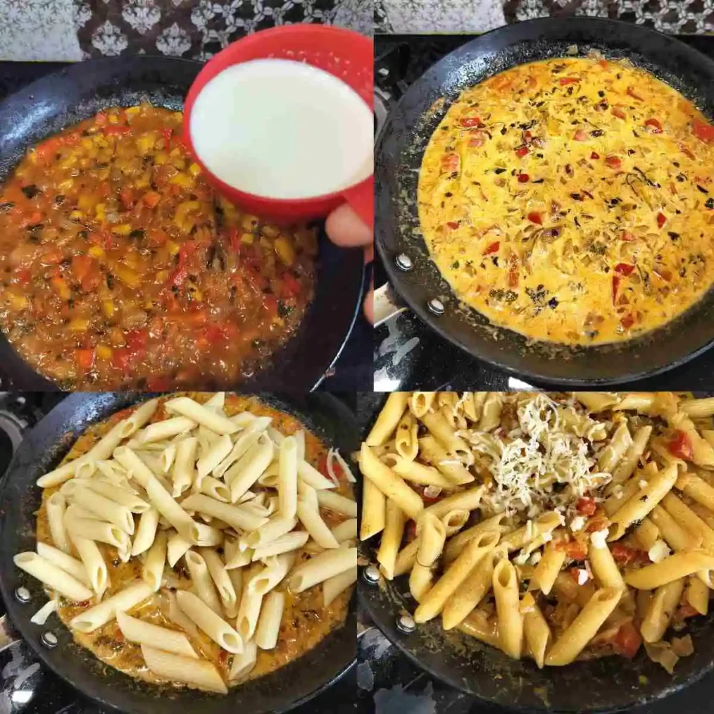 stepwise cooking tandoori pasta