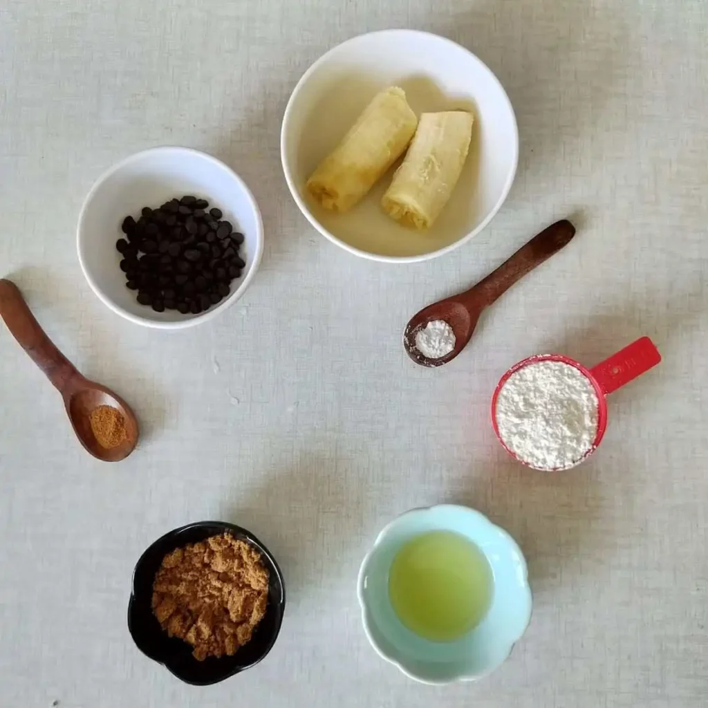 Ingredients to make vegan banana mug cake