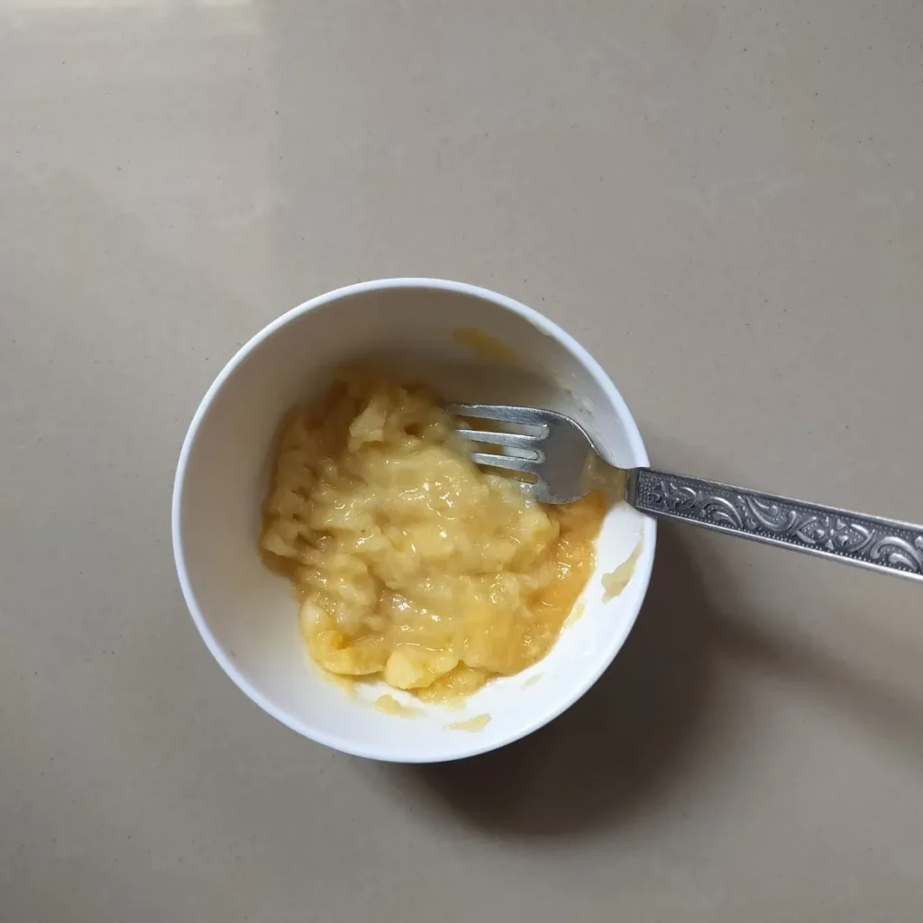 mashed banana in a bowl