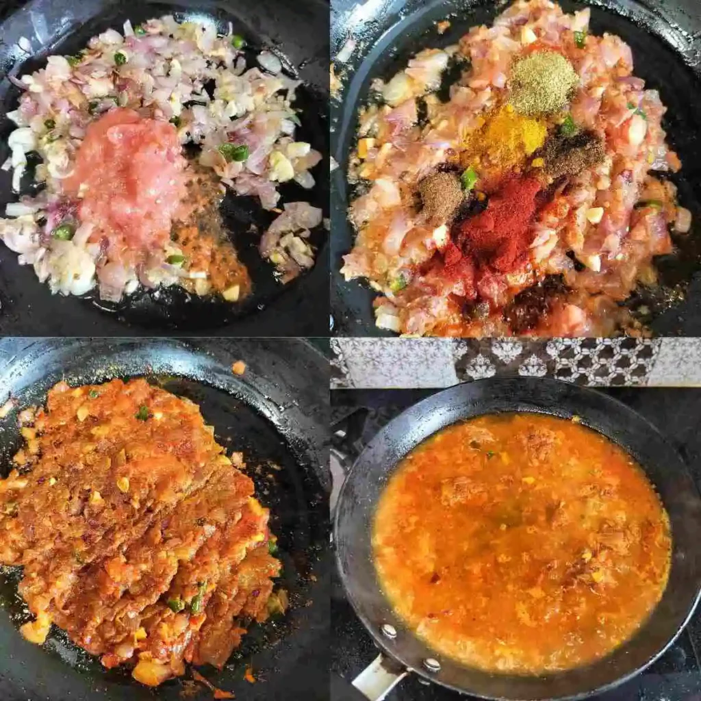 making of onion-tomato based gravy along with spices